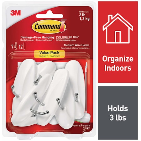 3M 3M Command Medium Plastic Hook 3.16 in. L 7 pk 17068-7ES